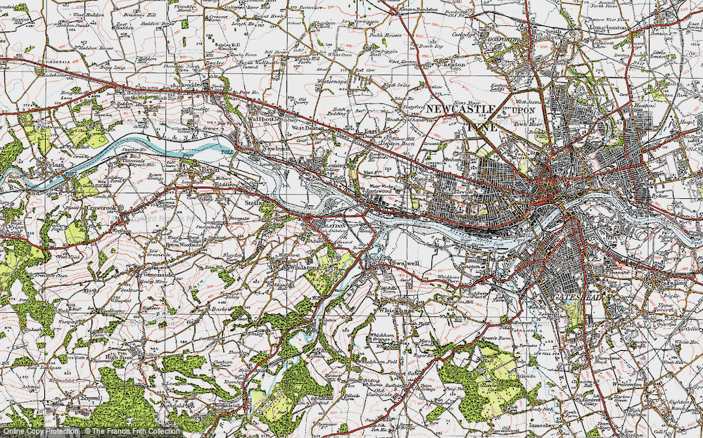 Old Map of Blaydon Haughs, 1925 in 1925