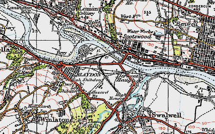 Old map of Blaydon Haughs in 1925