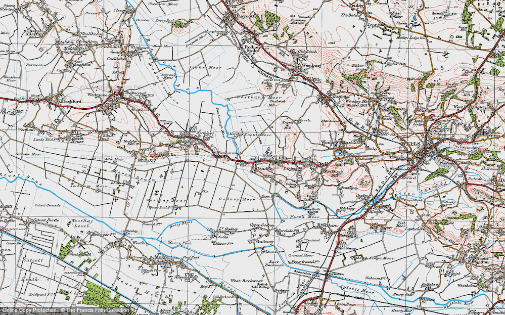 Old Map of Historic Map covering Westbury Moor in 1919
