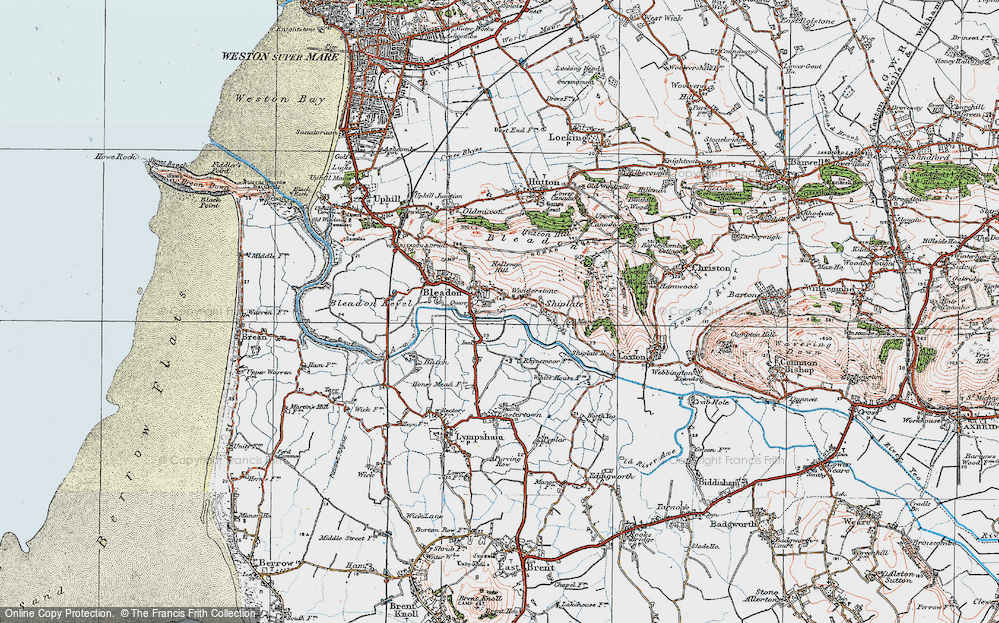Old Map of Bleadon, 1919 in 1919
