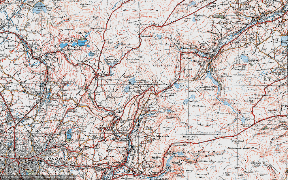 Old Map of Historic Map covering Broadhead Noddle in 1924