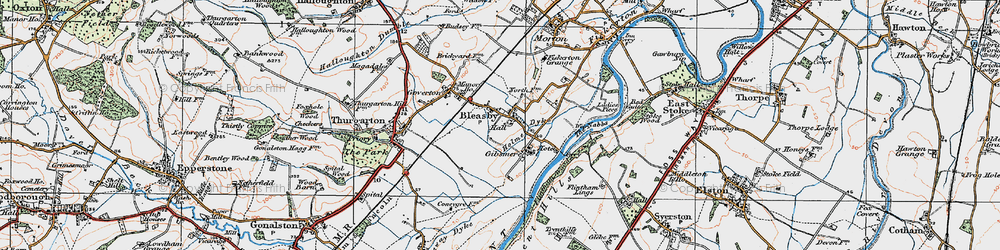 Old map of Bleasby in 1921