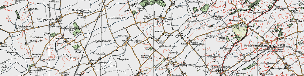 Old map of Bleasby Moor in 1923