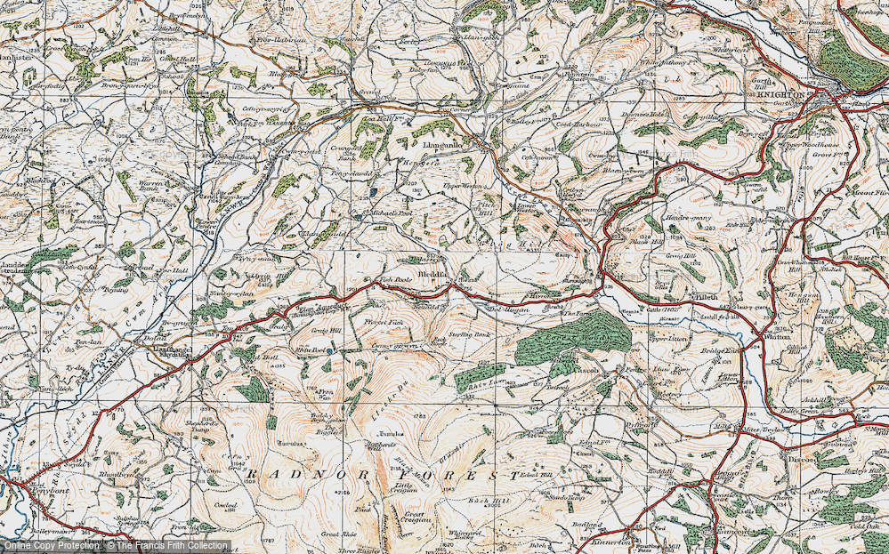 Old Map of Bleddfa, 1920 in 1920