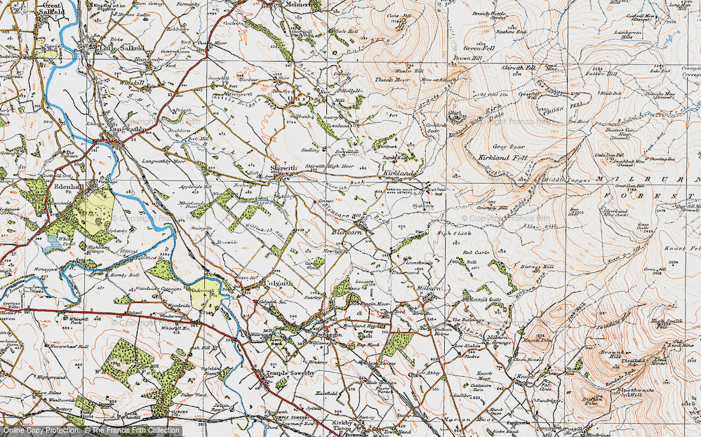 Old Map of Historic Map covering Blencarn Beck in 1925