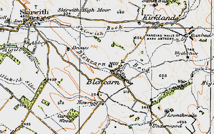 Old map of Blencarn Beck in 1925