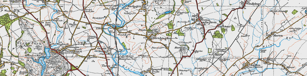 Old map of Bletchingdon in 1919