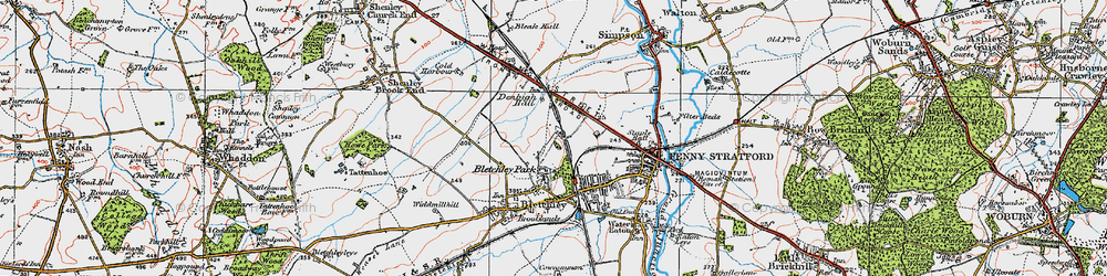 Old map of Bletchley in 1919