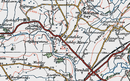 Old map of Bletchley Manor in 1921