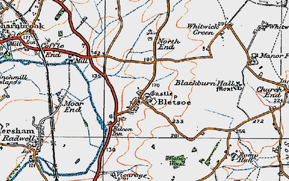 Old map of Bletsoe in 1919