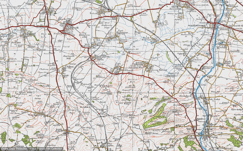 Old Map of Historic Map covering Baldon Hill in 1919