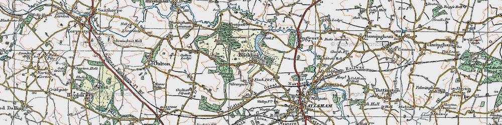 Old map of Blickling in 1922
