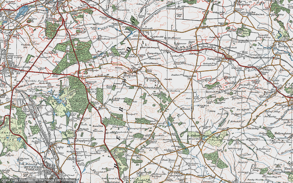 Old Map of Blidworth Bottoms, 1923 in 1923