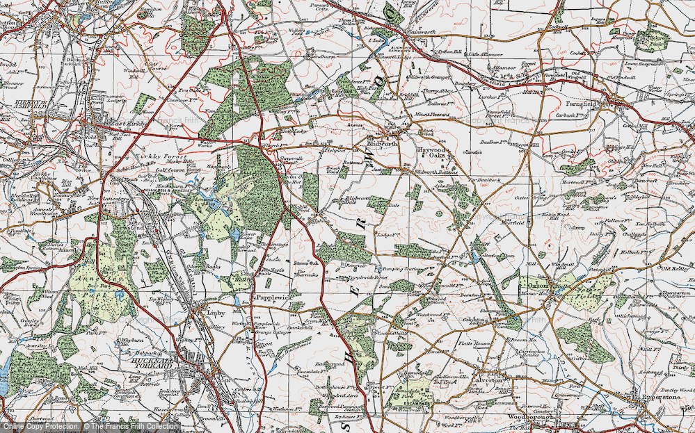 Old Map of Historic Map covering Blidworth Lodge in 1921