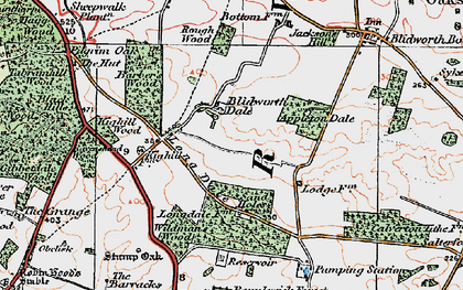 Old map of Burntstump Country Park in 1921