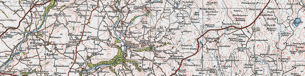Old map of Blisland in 1919