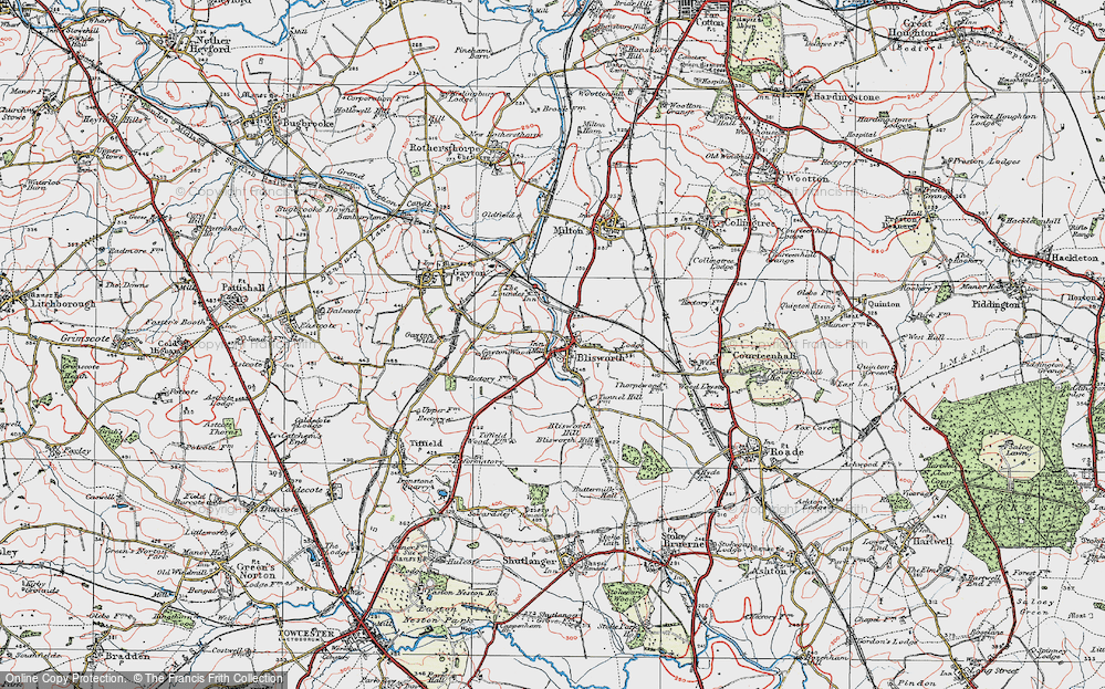 Old Map of Historic Map covering Blisworth Hill in 1919