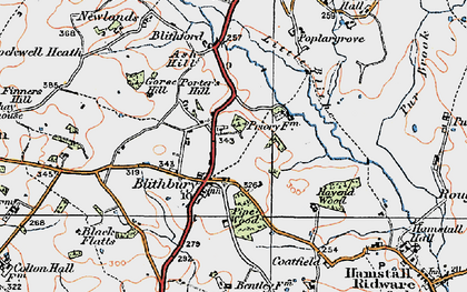 Old map of Blithbury in 1921
