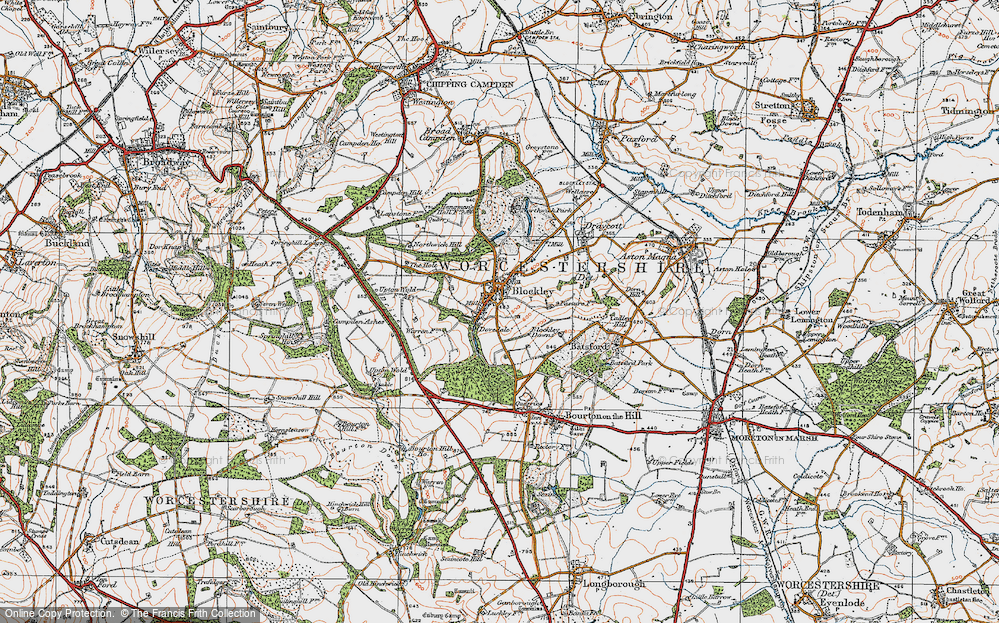 Old Map of Historic Map covering Campden Ashes in 1919