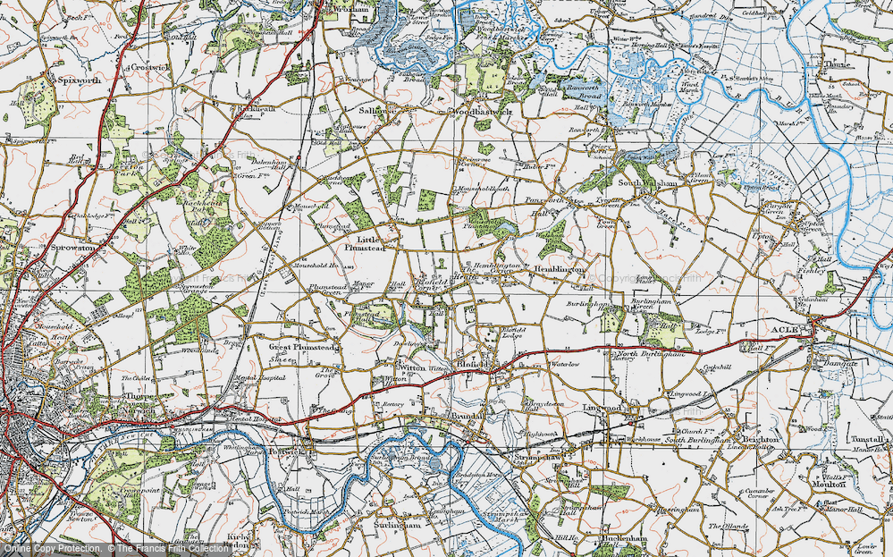 Old Map of Blofield Heath, 1922 in 1922