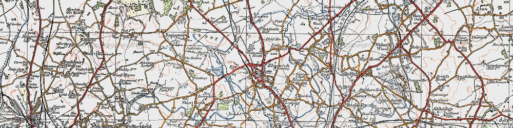 Old map of Bloxwich in 1921