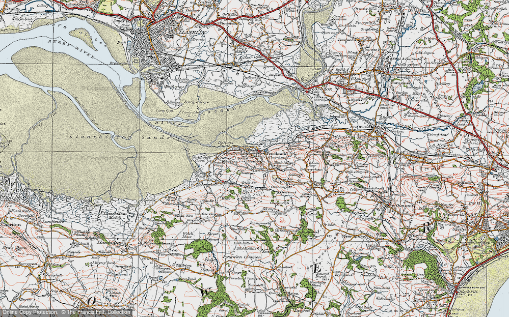 Old Map of Historic Map covering Cerrig Mân in 1923