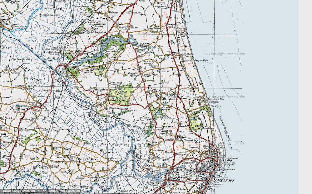 Old Map of Blundeston, 1922 in 1922