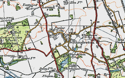 Old map of Blundeston in 1922