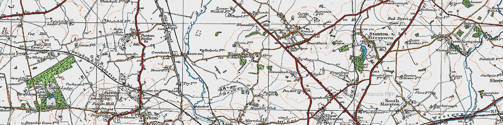 Old map of Blunsdon Hill in 1919