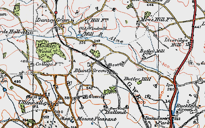 Old map of Blunt's Green in 1919