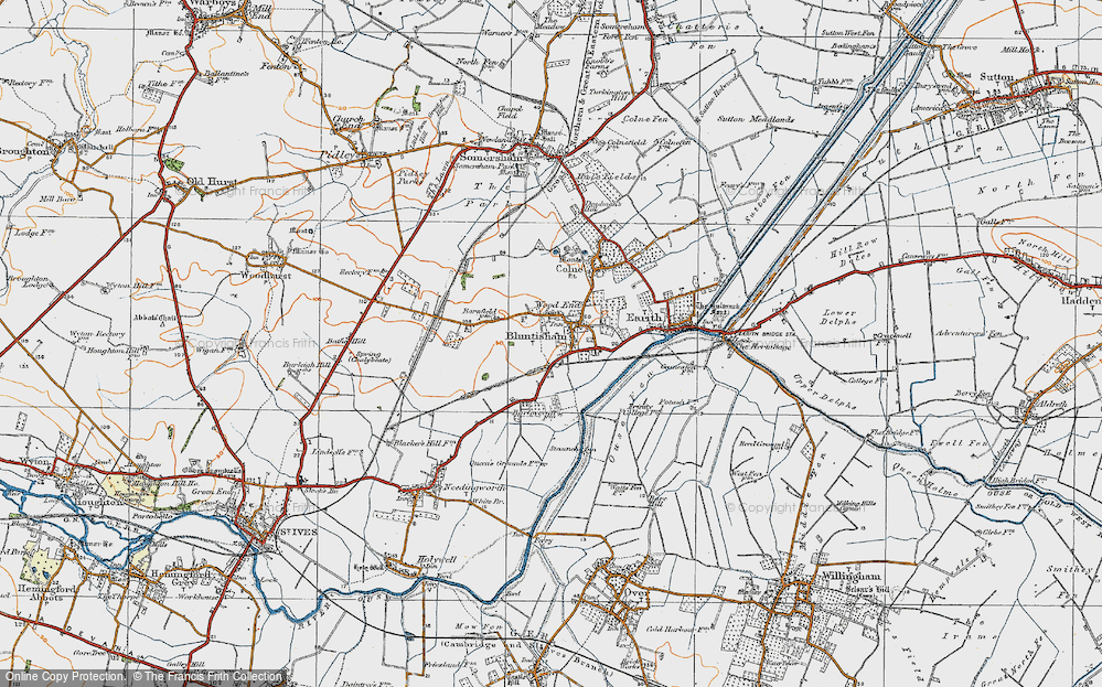 Old Map of Bluntisham, 1920 in 1920
