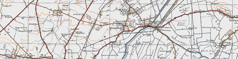 Old map of Bluntisham in 1920