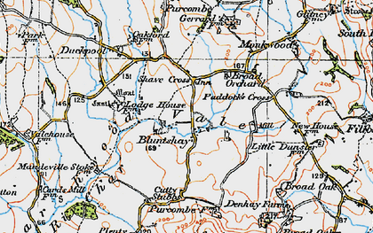 Old map of Bluntshay in 1919