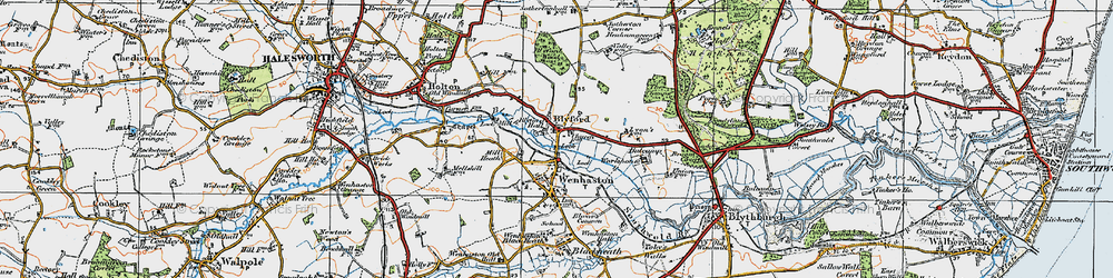 Old map of Blyford in 1921