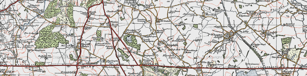 Old map of Blymhill Marsh in 1921