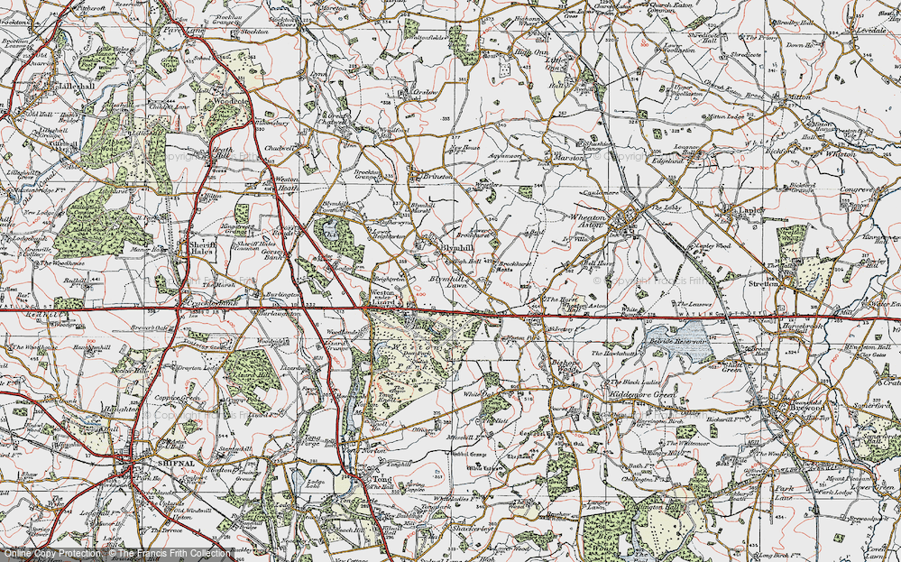 Old Map of Historic Map covering Brockhurst in 1921