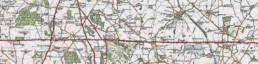 Old map of Brockhurst in 1921