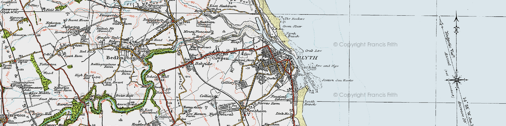 Old map of Blyth in 1925