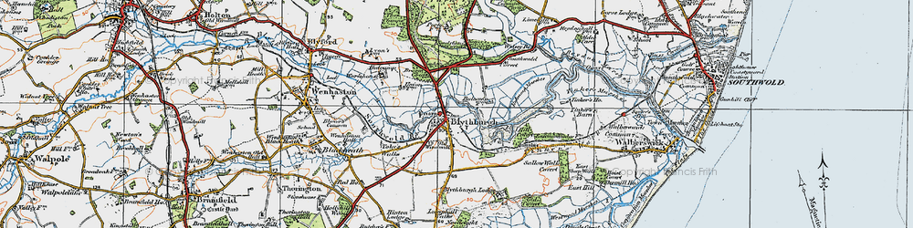 Old map of Blythburgh in 1921