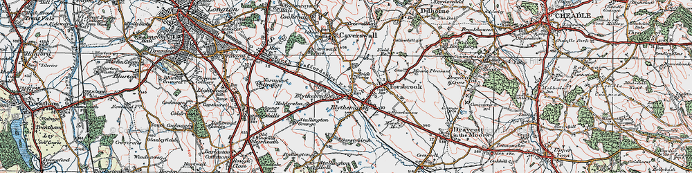 Old map of Blythe Bridge in 1921