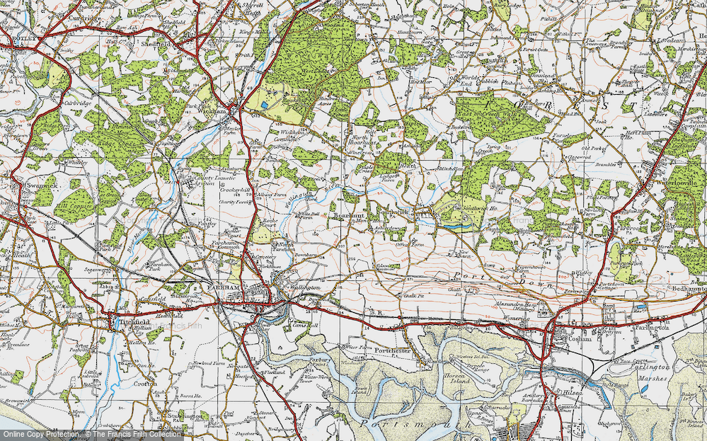 Old Map of Boarhunt, 1919 in 1919