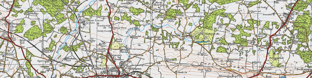 Old map of Boarhunt in 1919