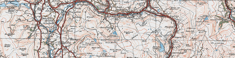 Old map of Brandwood Moor in 1924