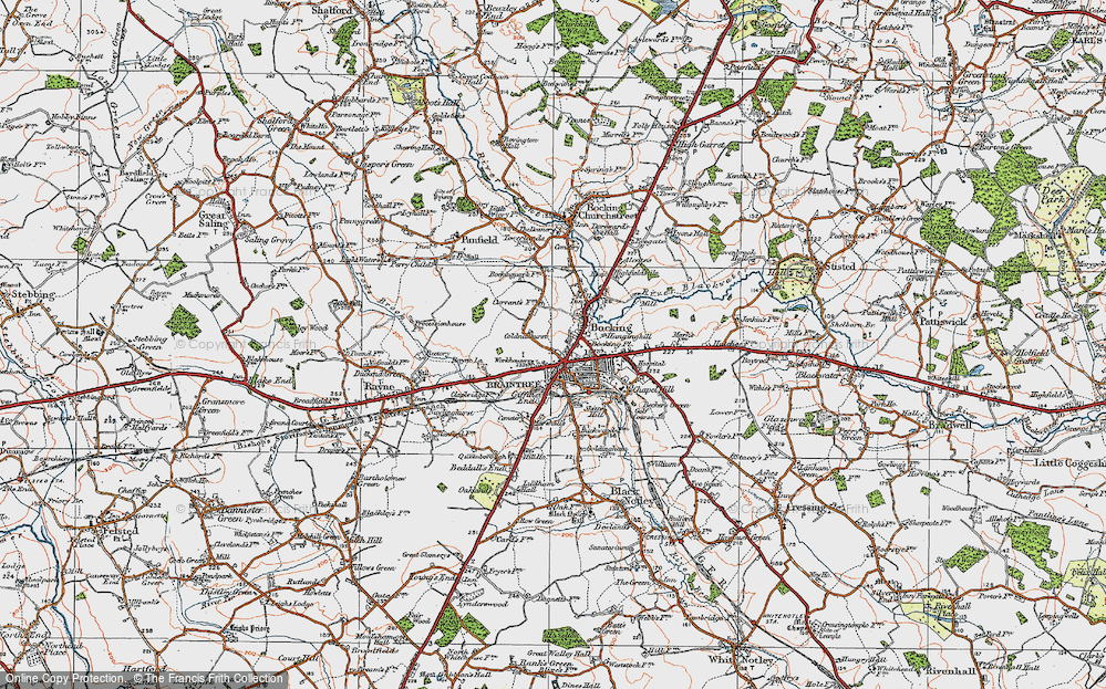 Old Map of Bocking, 1921 in 1921