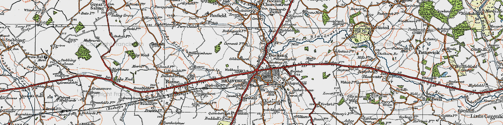 Old map of Bocking in 1921