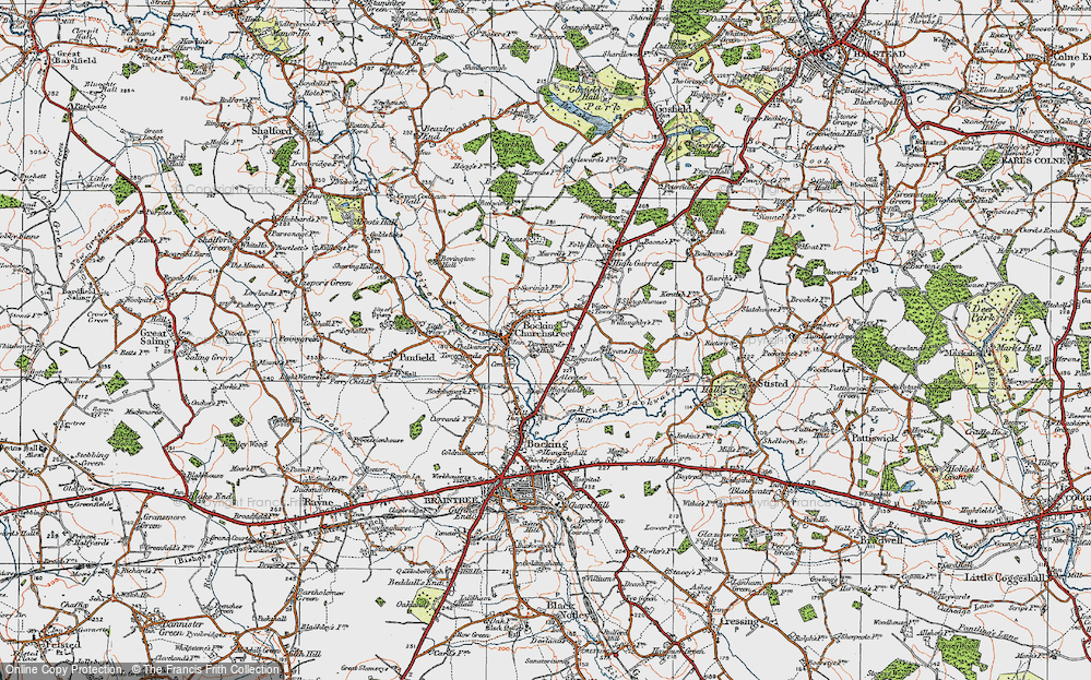 Old Map of Bocking Churchstreet, 1921 in 1921