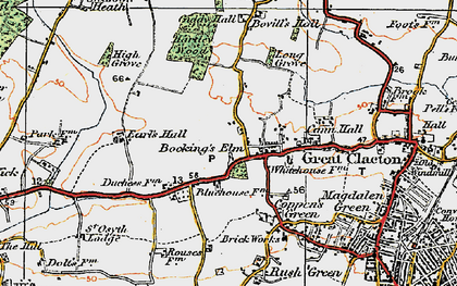 Old map of Bocking's Elm in 1921