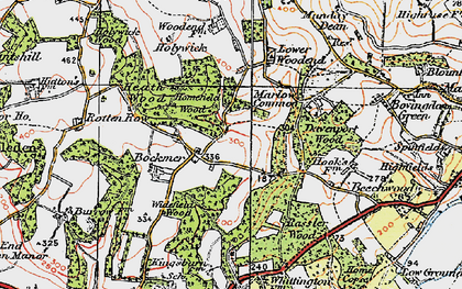 Old map of Widefield Wood in 1919