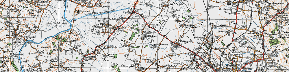 Old map of Boddington in 1919