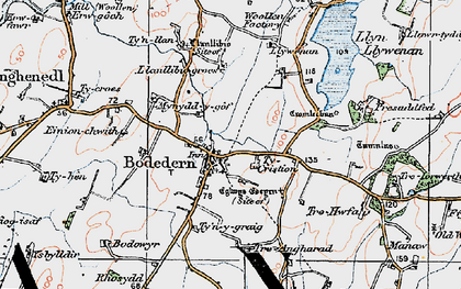 Old map of Bodowyr in 1922